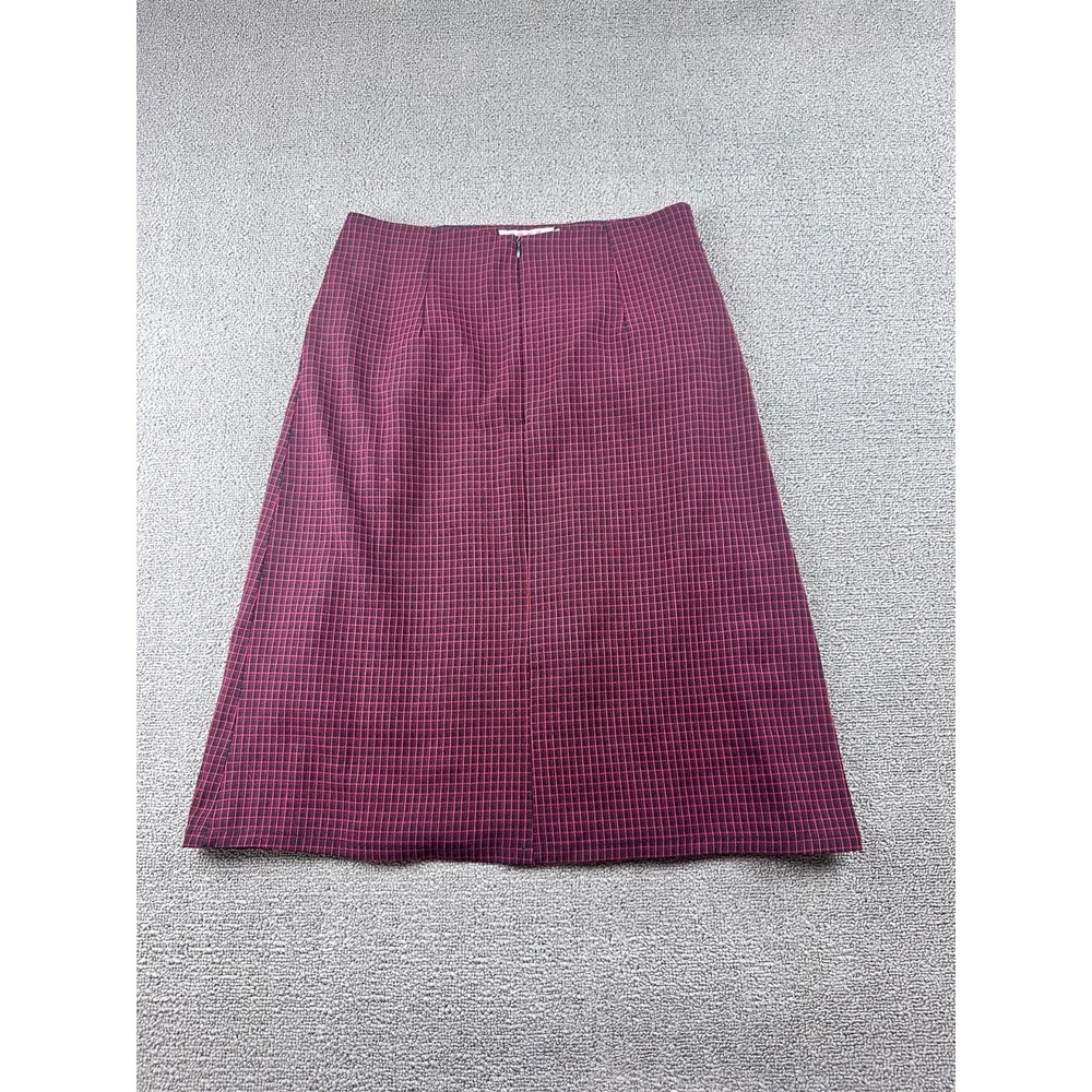 Mingming Fushi A-Line Check Pleated Skirt Women S Red Zip Back Preppy School
